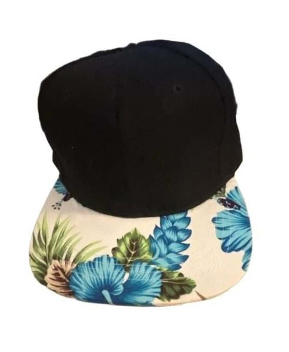 Unbranded Black Blue Floral Snapback Hat